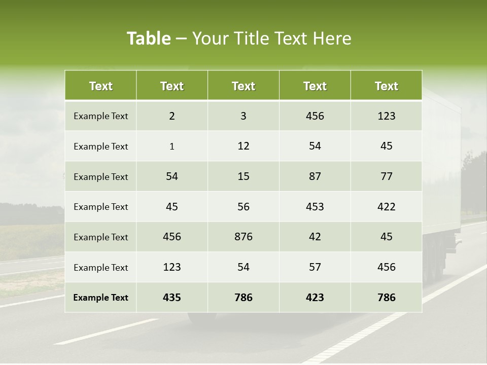 A Large White Truck Driving Down A Road PowerPoint Template