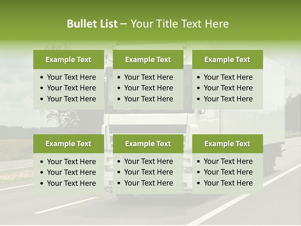 A Large White Truck Driving Down A Road PowerPoint Template