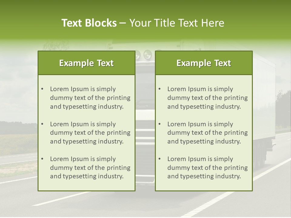 A Large White Truck Driving Down A Road PowerPoint Template