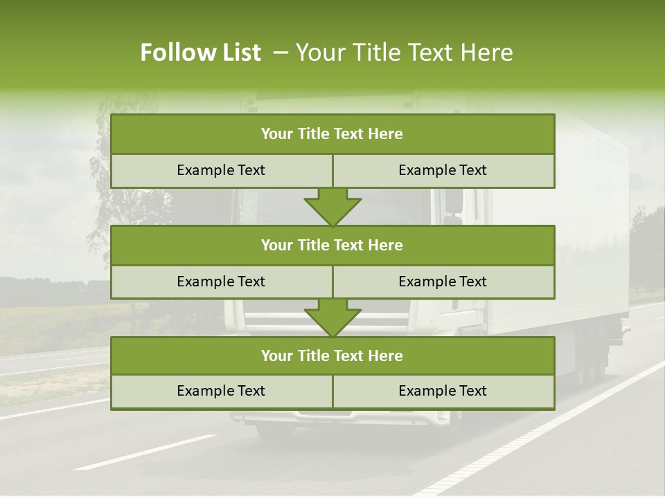 A Large White Truck Driving Down A Road PowerPoint Template