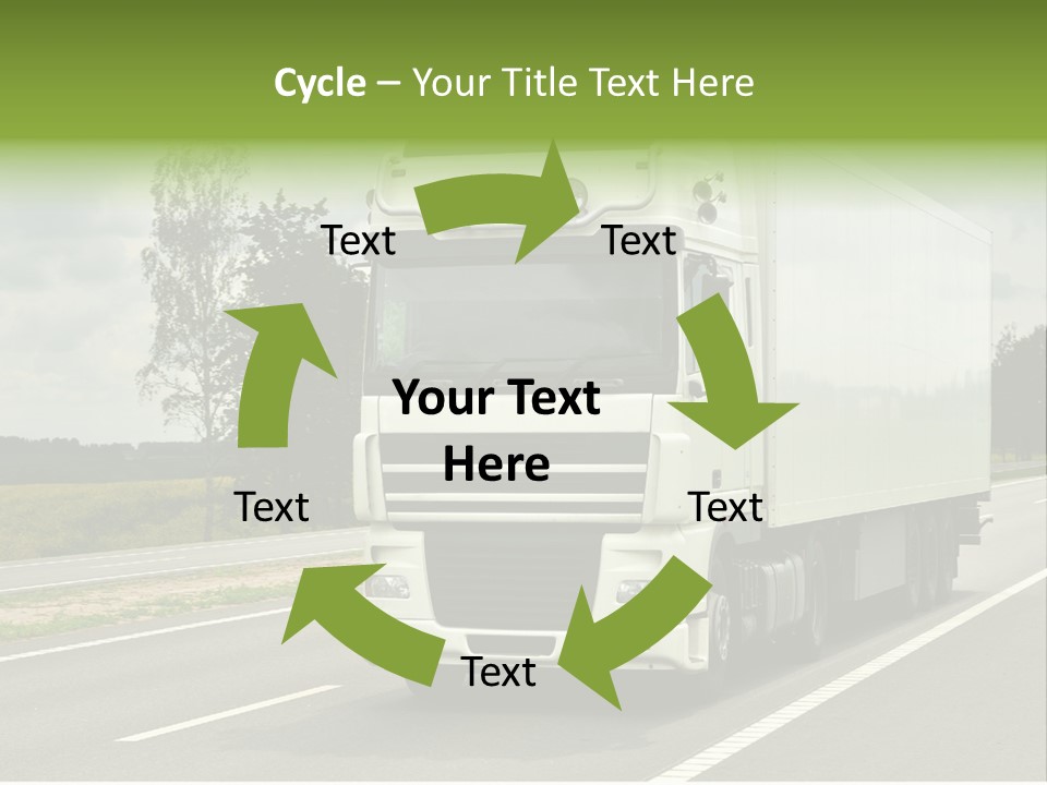 A Large White Truck Driving Down A Road PowerPoint Template