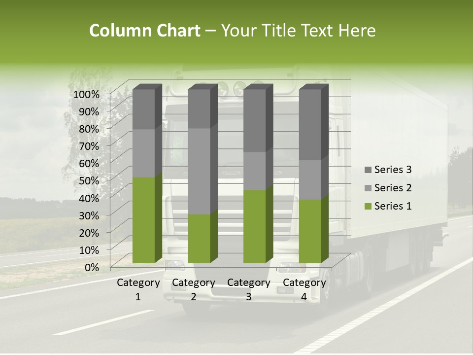 A Large White Truck Driving Down A Road PowerPoint Template