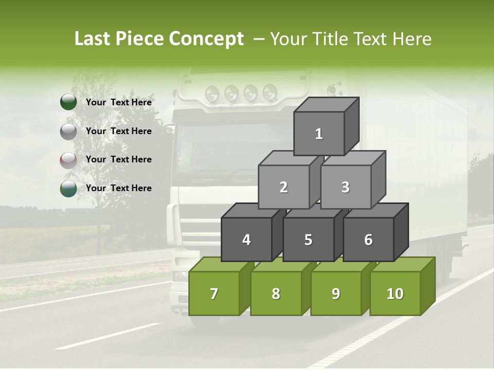 A Large White Truck Driving Down A Road PowerPoint Template
