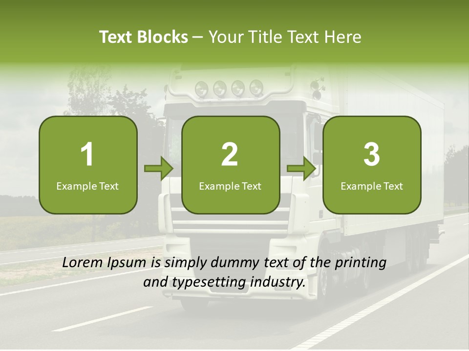 A Large White Truck Driving Down A Road PowerPoint Template