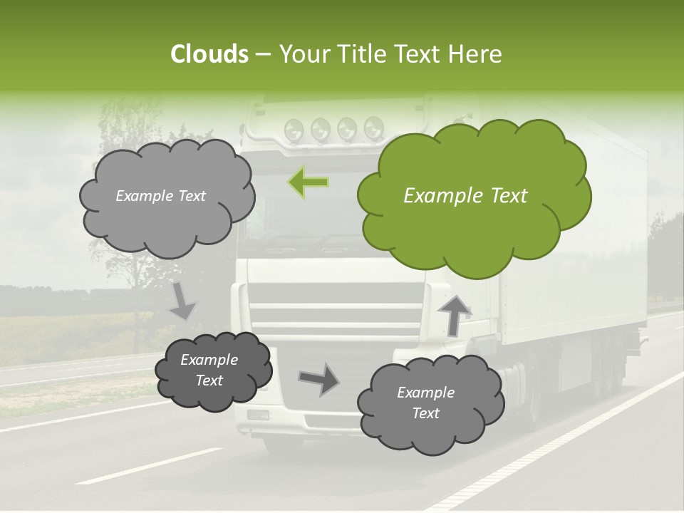 A Large White Truck Driving Down A Road PowerPoint Template