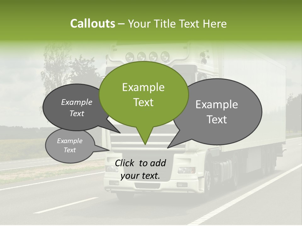 A Large White Truck Driving Down A Road PowerPoint Template