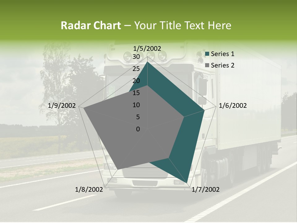A Large White Truck Driving Down A Road PowerPoint Template