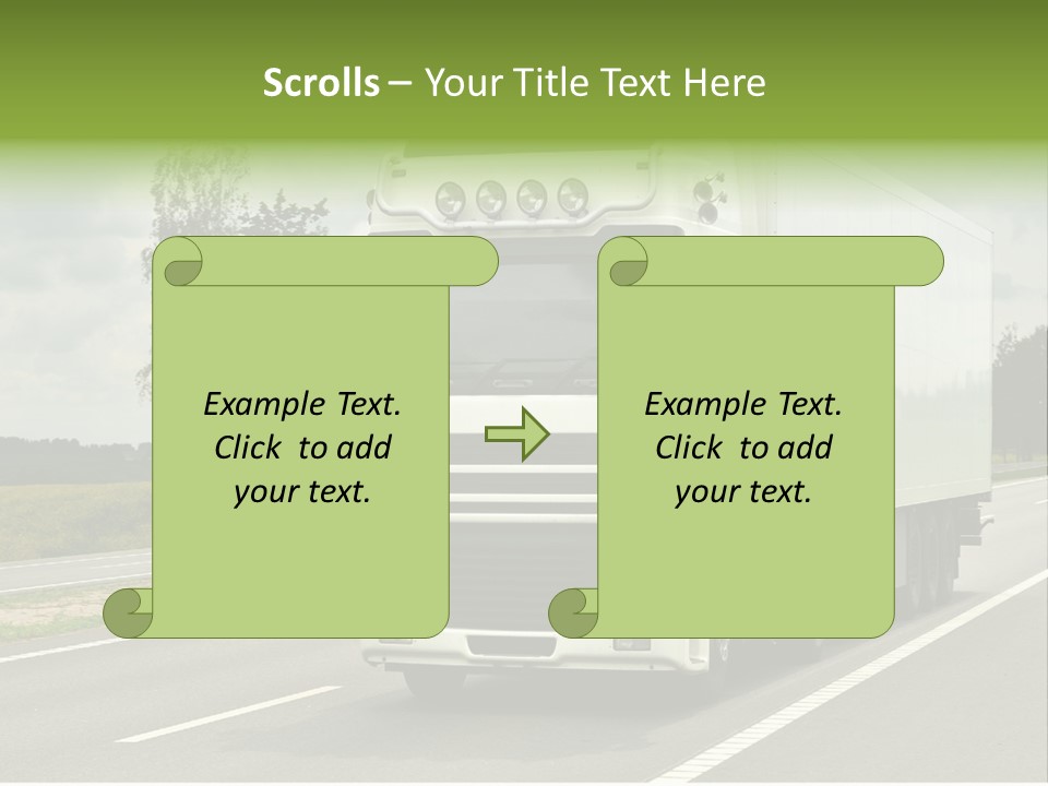 A Large White Truck Driving Down A Road PowerPoint Template