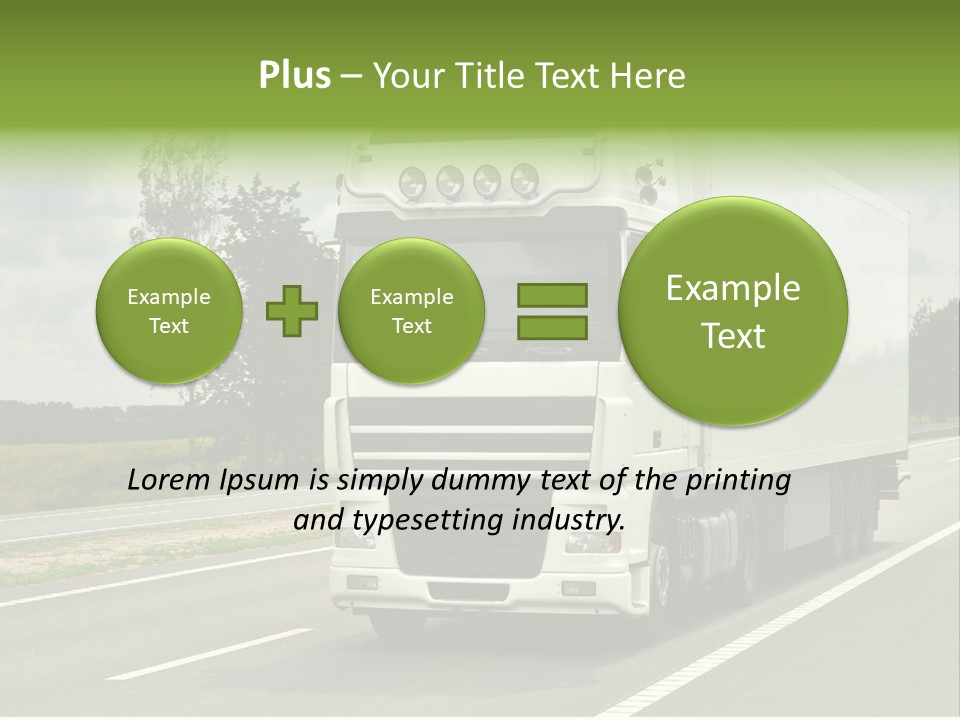 A Large White Truck Driving Down A Road PowerPoint Template