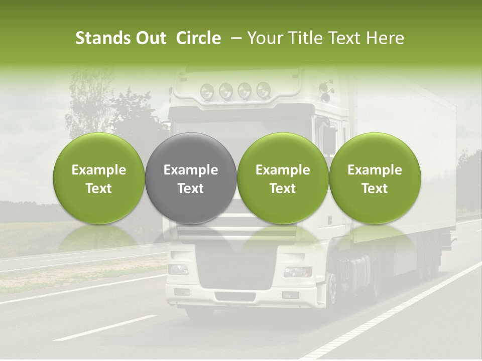 A Large White Truck Driving Down A Road PowerPoint Template