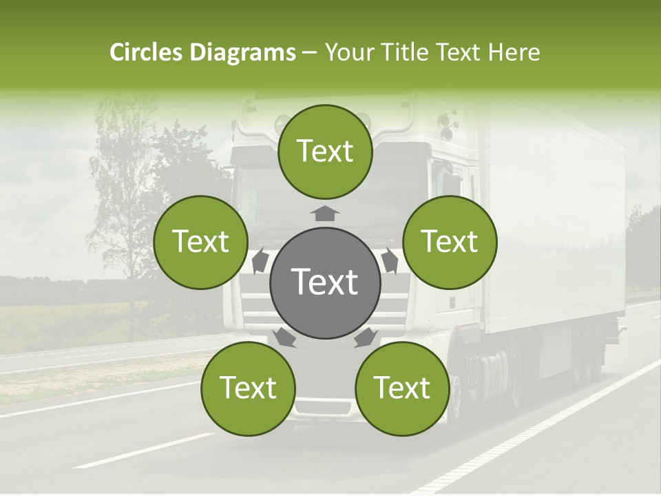 A Large White Truck Driving Down A Road PowerPoint Template