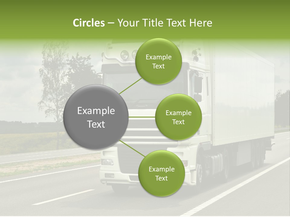 A Large White Truck Driving Down A Road PowerPoint Template