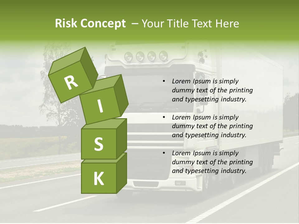 A Large White Truck Driving Down A Road PowerPoint Template