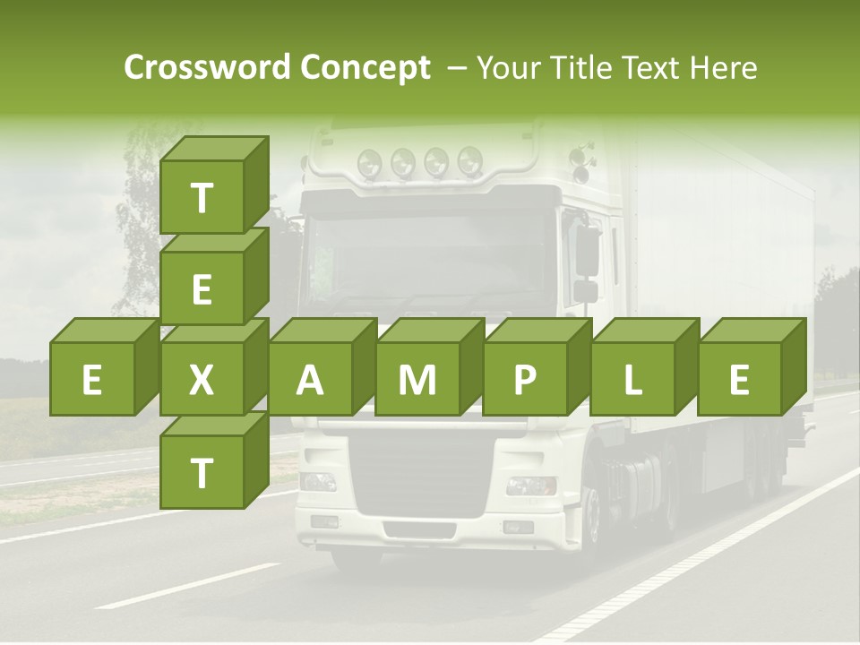 A Large White Truck Driving Down A Road PowerPoint Template