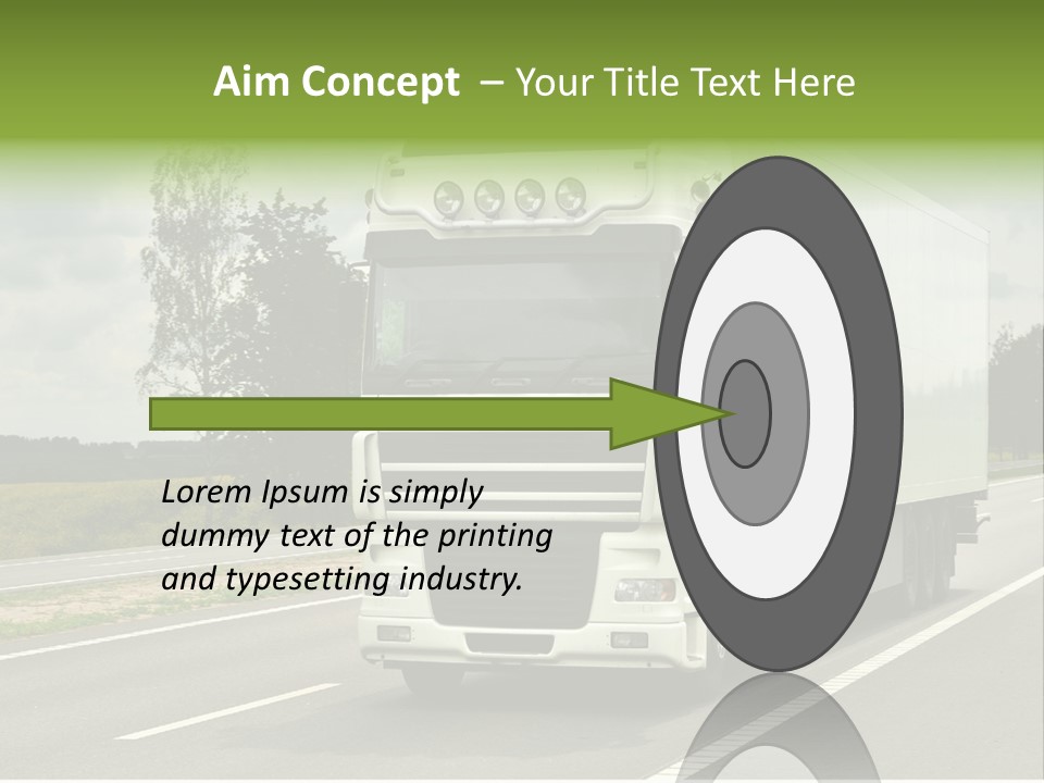 A Large White Truck Driving Down A Road PowerPoint Template