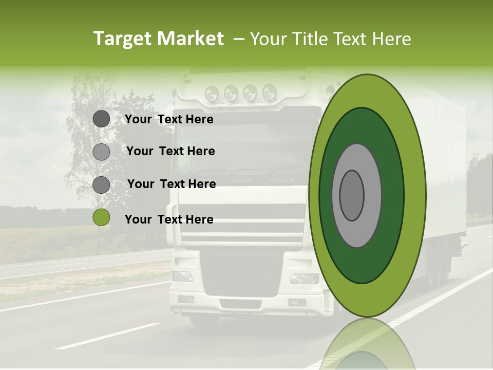 A Large White Truck Driving Down A Road PowerPoint Template