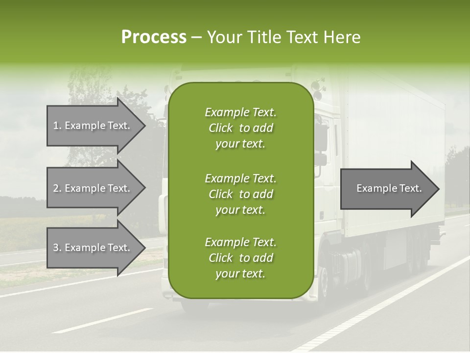 A Large White Truck Driving Down A Road PowerPoint Template