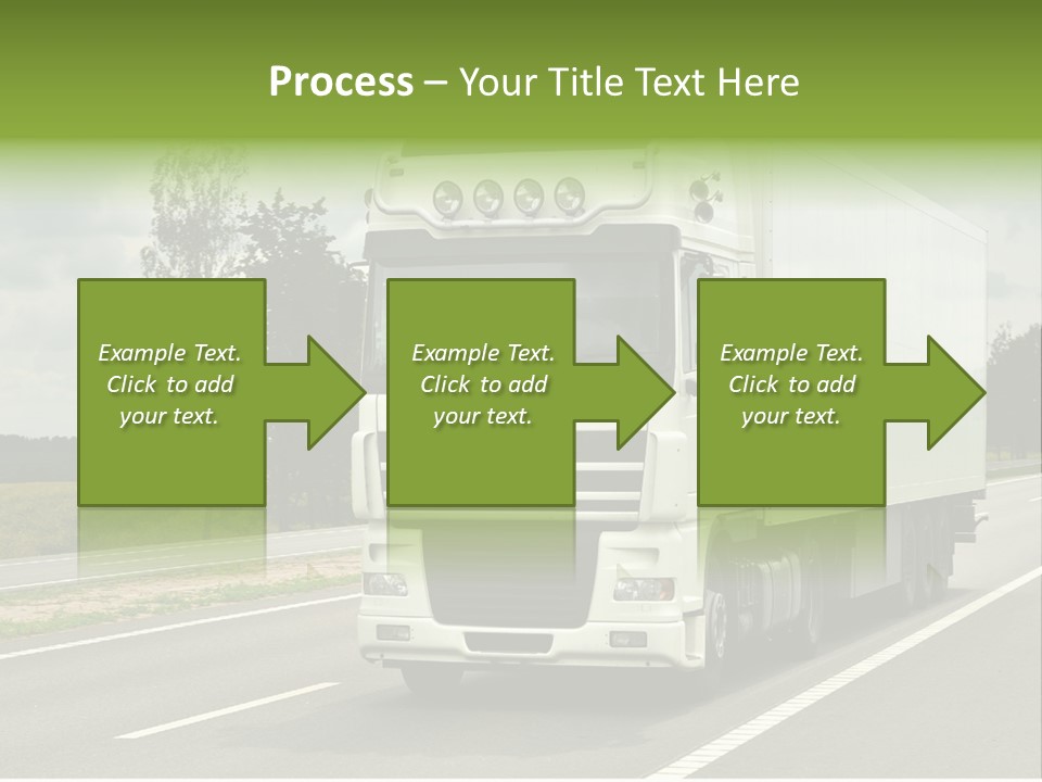 A Large White Truck Driving Down A Road PowerPoint Template