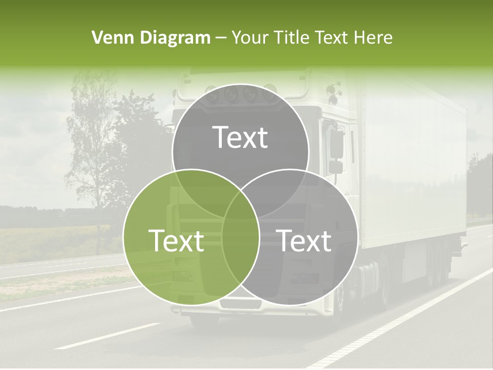 A Large White Truck Driving Down A Road PowerPoint Template