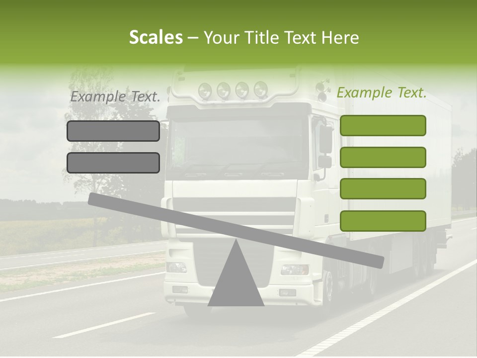A Large White Truck Driving Down A Road PowerPoint Template