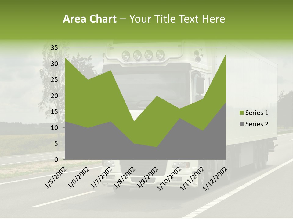 A Large White Truck Driving Down A Road PowerPoint Template