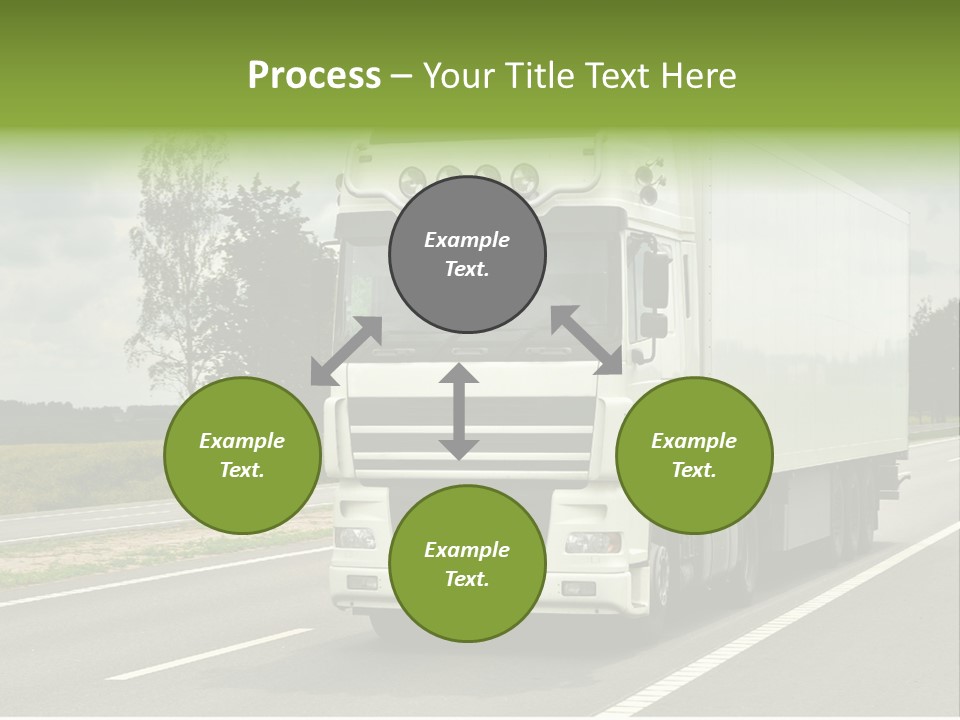 A Large White Truck Driving Down A Road PowerPoint Template