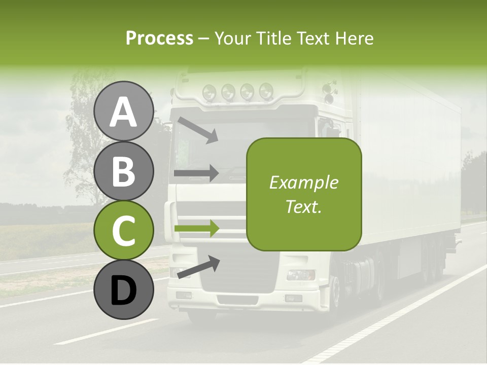 A Large White Truck Driving Down A Road PowerPoint Template