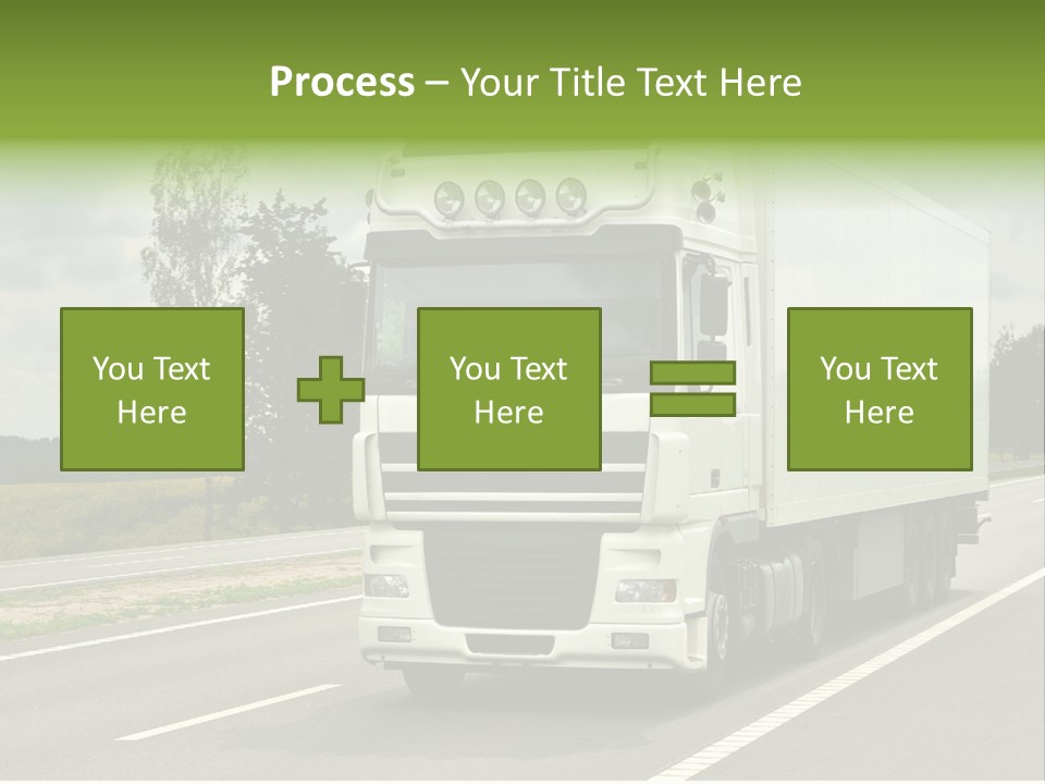 A Large White Truck Driving Down A Road PowerPoint Template