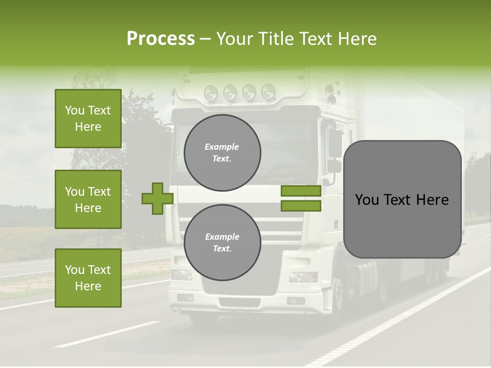 A Large White Truck Driving Down A Road PowerPoint Template