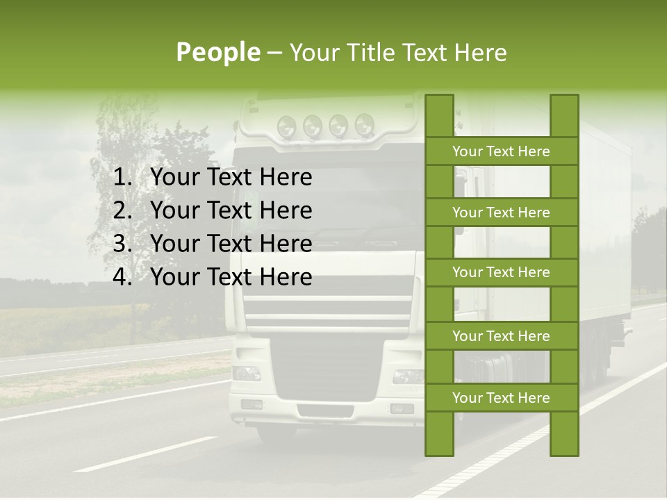 A Large White Truck Driving Down A Road PowerPoint Template
