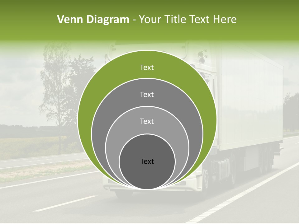 A Large White Truck Driving Down A Road PowerPoint Template