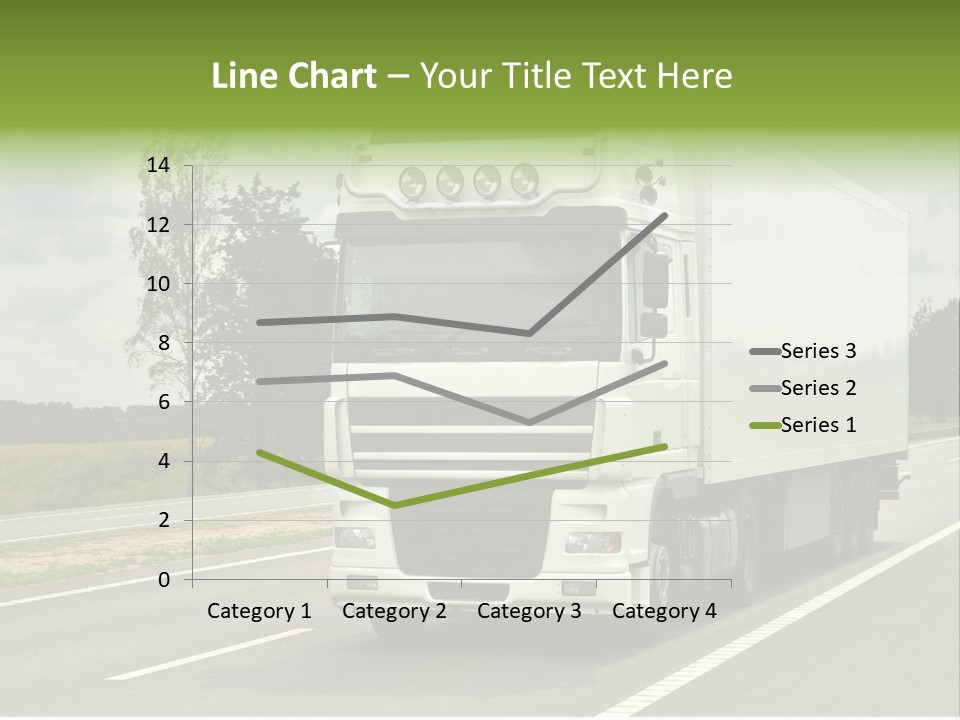 A Large White Truck Driving Down A Road PowerPoint Template