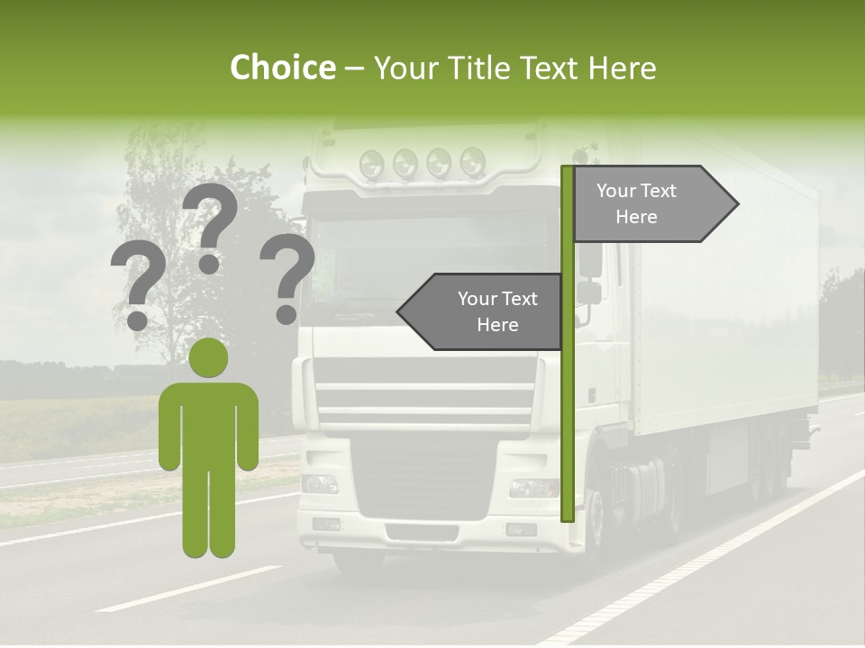 A Large White Truck Driving Down A Road PowerPoint Template