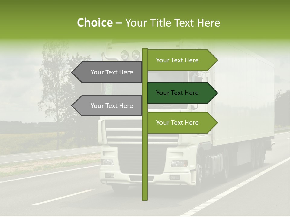 A Large White Truck Driving Down A Road PowerPoint Template