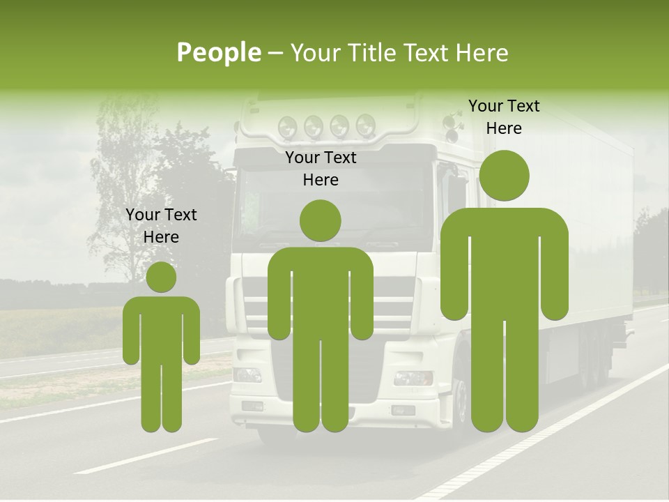 A Large White Truck Driving Down A Road PowerPoint Template