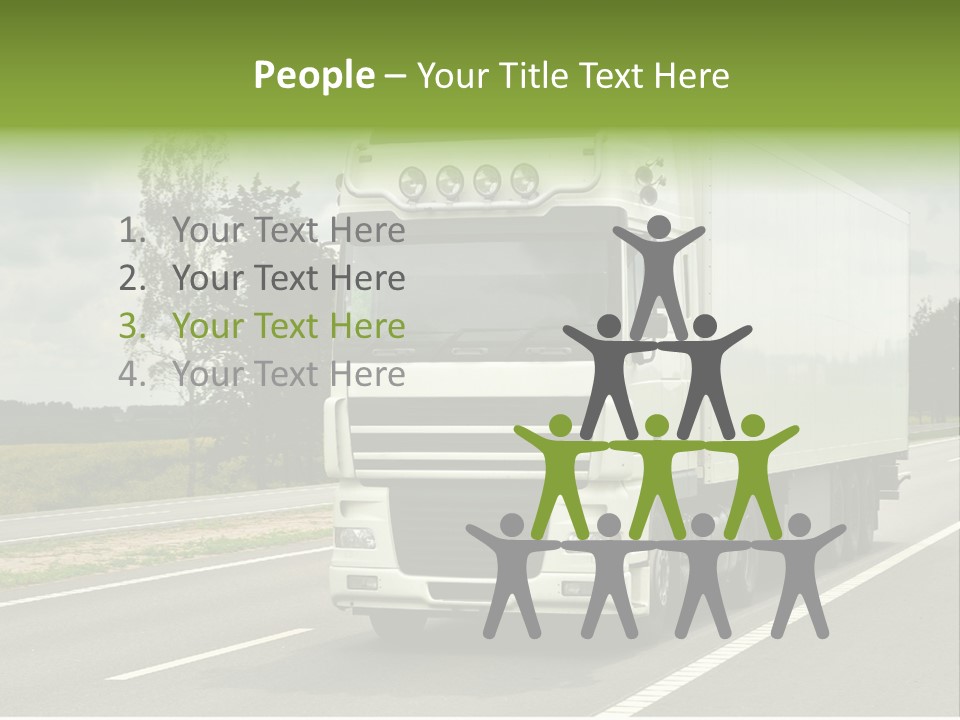A Large White Truck Driving Down A Road PowerPoint Template