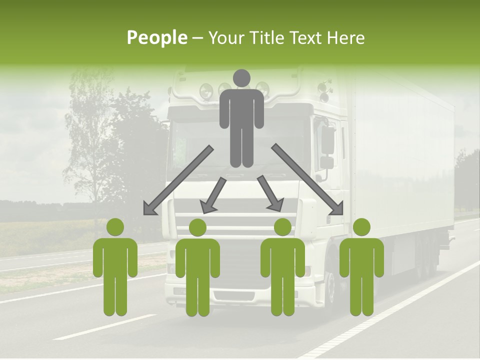 A Large White Truck Driving Down A Road PowerPoint Template