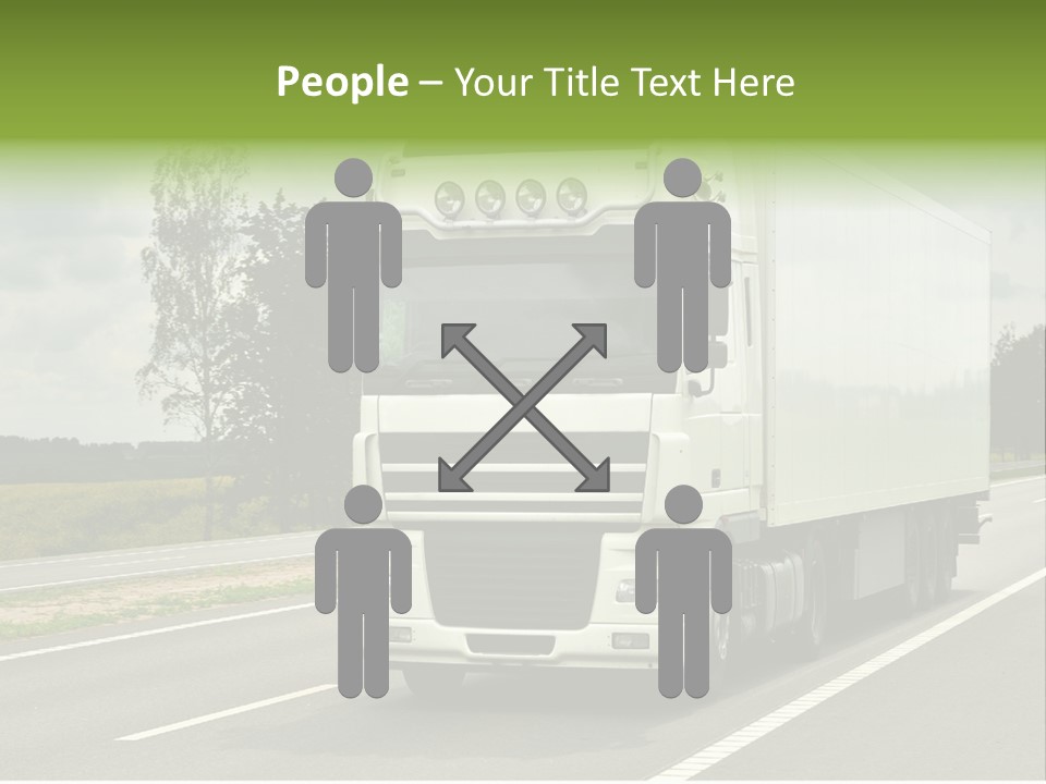 A Large White Truck Driving Down A Road PowerPoint Template