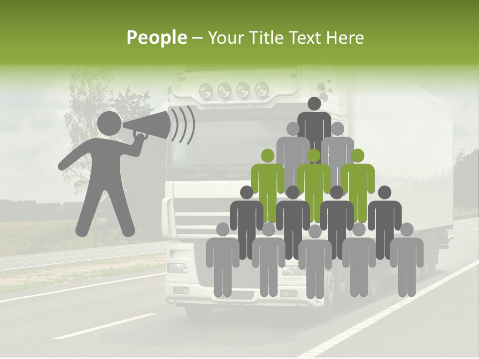 A Large White Truck Driving Down A Road PowerPoint Template