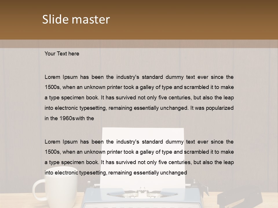 A Typewriter And A Cup Of Coffee On A Desk PowerPoint Template