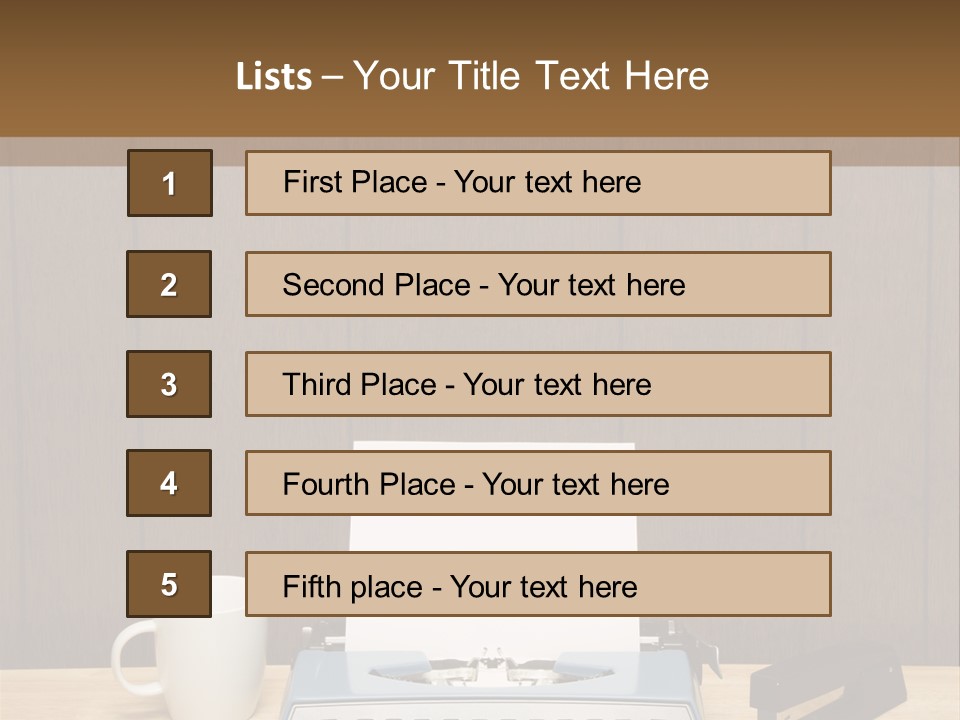 A Typewriter And A Cup Of Coffee On A Desk PowerPoint Template