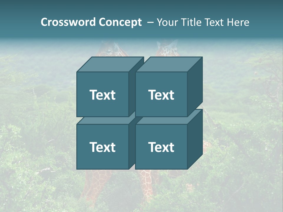 Two Giraffes Standing In The Middle Of A Forest PowerPoint Template