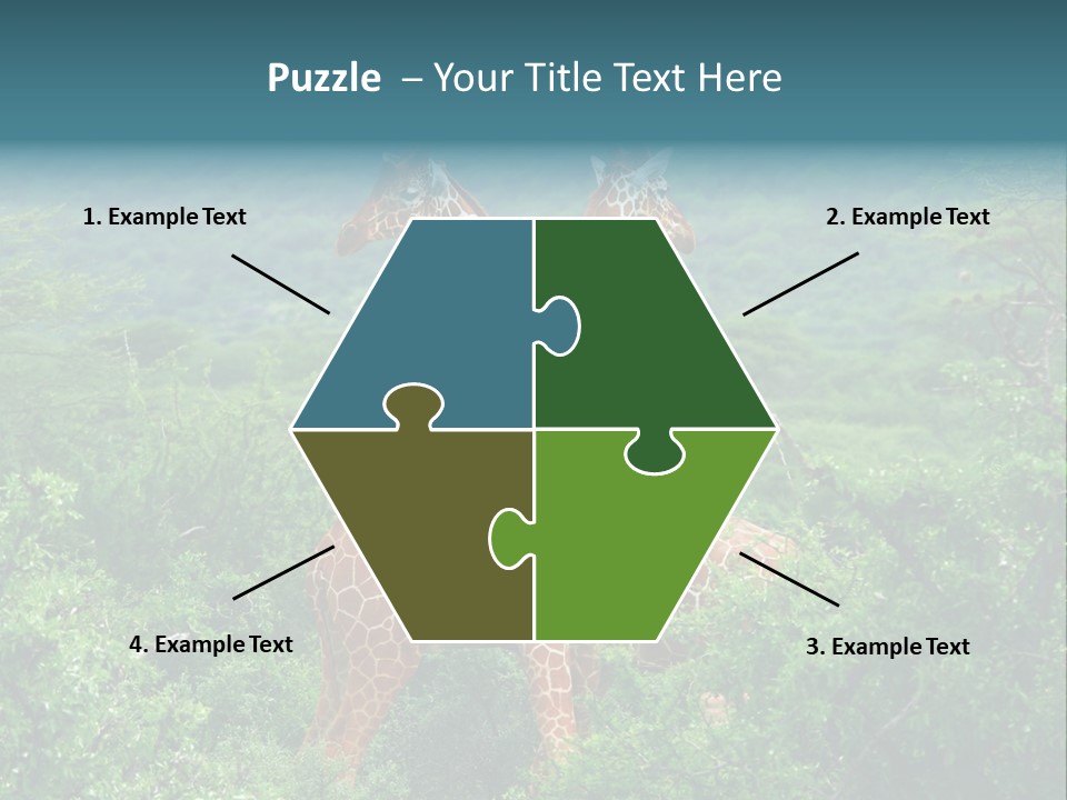 Two Giraffes Standing In The Middle Of A Forest PowerPoint Template