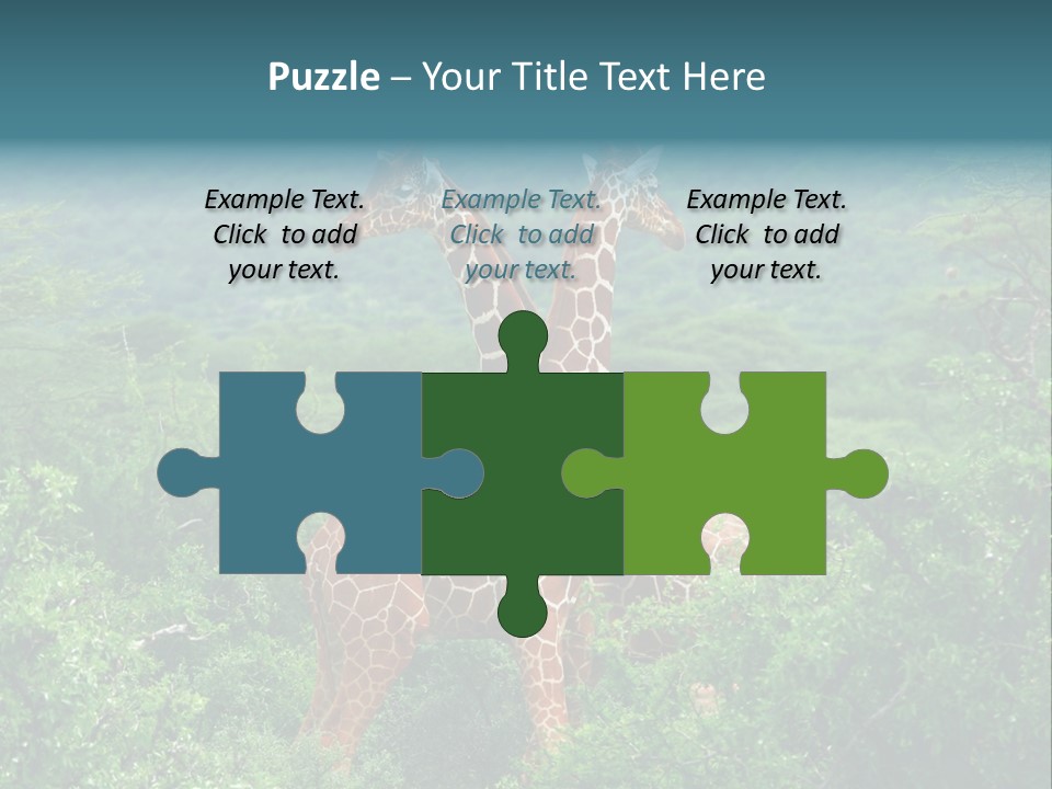 Two Giraffes Standing In The Middle Of A Forest PowerPoint Template