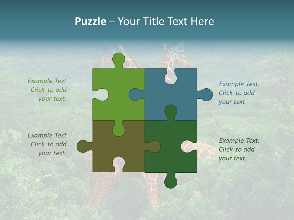 Two Giraffes Standing In The Middle Of A Forest PowerPoint Template