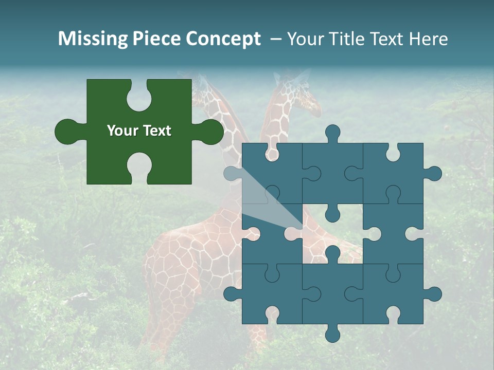 Two Giraffes Standing In The Middle Of A Forest PowerPoint Template