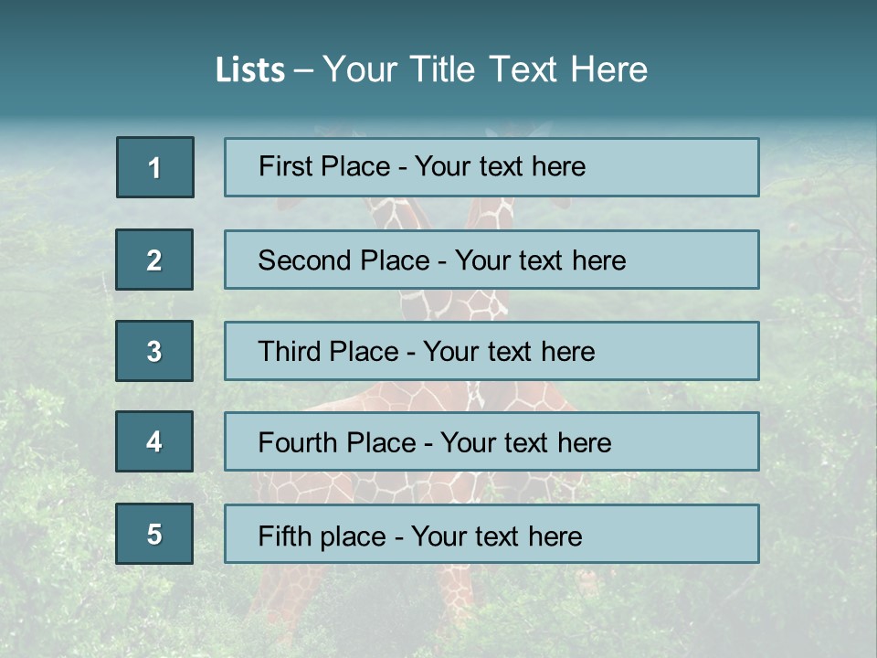 Two Giraffes Standing In The Middle Of A Forest PowerPoint Template