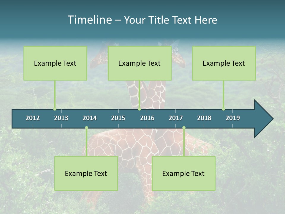 Two Giraffes Standing In The Middle Of A Forest PowerPoint Template