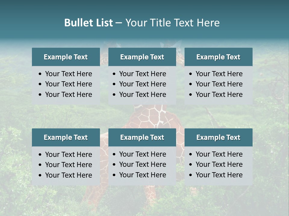 Two Giraffes Standing In The Middle Of A Forest PowerPoint Template
