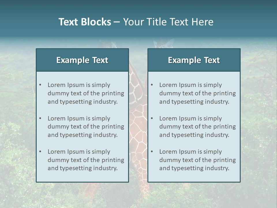 Two Giraffes Standing In The Middle Of A Forest PowerPoint Template